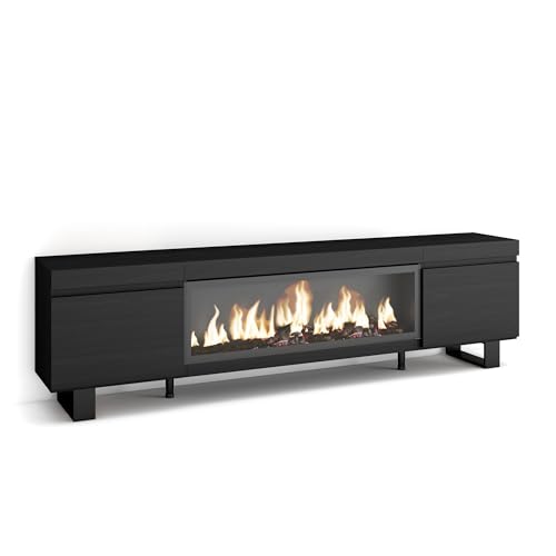 Skraut Home | TV-Schrank, Lowboard | für Wohnzimmer und Esszimmer | 210 | Für TV-Geräte bis zu 80" | Elektrokamin XXL | Industriedesign | Moderner Stil | Schwarz Skraut Home | TV-Schrank, Lowboard | für Wohnzimmer und Esszimmer | 210 | Für TV-Geräte bis zu 80" | Elektrokamin XXL | Industriedesign | Moderner Stil | Schwarz von Skraut Home