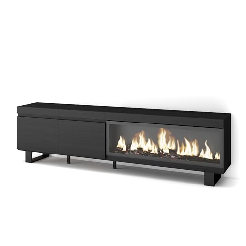 Skraut Home | TV-Schrank, Lowboard | für Wohnzimmer und Esszimmer | 210 | Für TV-Geräte bis zu 80" | Elektrokamin XXL | Industriedesign | Moderner Stil | Schwarz Skraut Home | TV-Schrank, Lowboard | für Wohnzimmer und Esszimmer | 210 | Für TV-Geräte bis zu 80" | Elektrokamin XXL | Industriedesign | Moderner Stil | Schwarz von Skraut Home