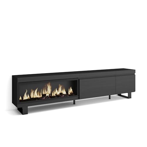 Skraut Home | TV-Schrank, Lowboard | für Wohnzimmer und Esszimmer | 237x57x35 cm | Für großformatiges TV | Elektrokamin XXL | Industriedesign | Moderner Stil | Schwarz Skraut Home | TV-Schrank, Lowboard | für Wohnzimmer und Esszimmer | 237x57x35 cm | Für großformatiges TV | Elektrokamin XXL | Industriedesign | Moderner Stil | Schwarz von Skraut Home