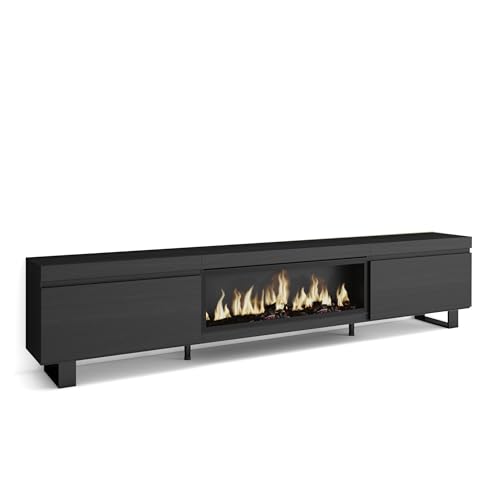 Skraut Home | TV-Schrank, Lowboard | für Wohnzimmer und Esszimmer | 267x57x35 cm | Für großformatiges TV | Elektrokamin XXL | Industriedesign | Moderner Stil | Schwarz Skraut Home | TV-Schrank, Lowboard | für Wohnzimmer und Esszimmer | 267x57x35 cm | Für großformatiges TV | Elektrokamin XXL | Industriedesign | Moderner Stil | Schwarz von Skraut Home