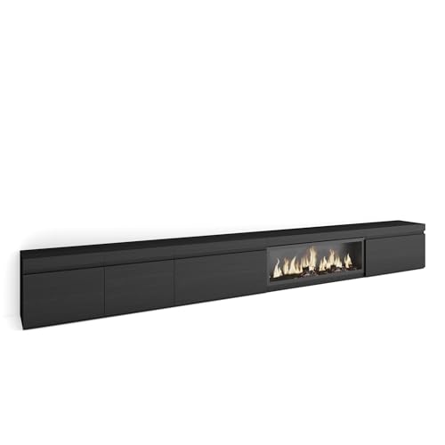 Skraut Home | TV-Schrank, Lowboard | für Wohnzimmer und Esszimmer | 368x45x35 | Elektrokamin XXL | Moderner Stil | Schwarz Skraut Home | TV-Schrank, Lowboard | für Wohnzimmer und Esszimmer | 368x45x35 | Elektrokamin XXL | Moderner Stil | Schwarz von Skraut Home