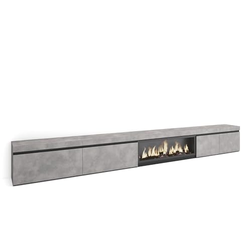 Skraut Home | TV-Schrank, Lowboard | für Wohnzimmer und Esszimmer | 368x45x35 | Elektrokamin XXL | Moderner Stil | Zement Skraut Home | TV-Schrank, Lowboard | für Wohnzimmer und Esszimmer | 368x45x35 | Elektrokamin XXL | Moderner Stil | Zement von Skraut Home