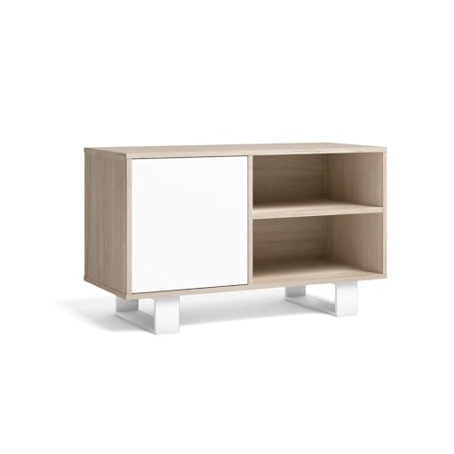 Skraut Home TV-Schrank für Wohnzimmer, Weiß, Eiche, 95x40x57cm von Skraut Home