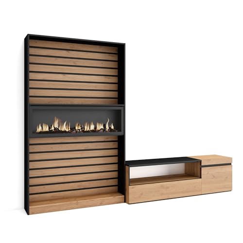 Skraut Home | Wohnwand Wohnzimmer | Wohnzimmermöbel, Möbelset | 260x186x35cm | Für TV-Geräte bis zu 65" | Elektrokamin | Moderner Stil | Eiche Schwarz Skraut Home | Wohnwand Wohnzimmer | Wohnzimmermöbel, Möbelset | 260x186x35cm | Für TV-Geräte bis zu 65" | Elektrokamin | Moderner Stil | Eiche Schwarz von Skraut Home
