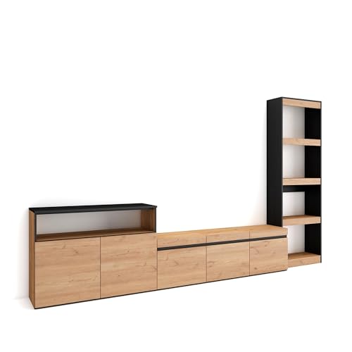 Skraut Home | Wohnwand Wohnzimmer | Wohnzimmermöbel, Möbelset | 310x186x35cm | Für TV-Geräte bis zu 65" | Wohnzimmer Möbel | Moderner Stil | Eiche Schwarz Skraut Home | Wohnwand Wohnzimmer | Wohnzimmermöbel, Möbelset | 310x186x35cm | Für TV-Geräte bis zu 65" | Wohnzimmer Möbel | Moderner Stil | Eiche Schwarz von Skraut Home