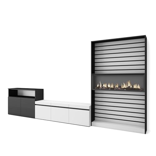 Skraut Home | Wohnwand Wohnzimmer | Wohnzimmermöbel, Möbelset | 360x186x35cm | Für TV-Geräte bis zu 65" | Elektrokamin | Moderner Stil | Weiß und Schwarz Skraut Home | Wohnwand Wohnzimmer | Wohnzimmermöbel, Möbelset | 360x186x35cm | Für TV-Geräte bis zu 65" | Elektrokamin | Moderner Stil | Weiß und Schwarz von Skraut Home