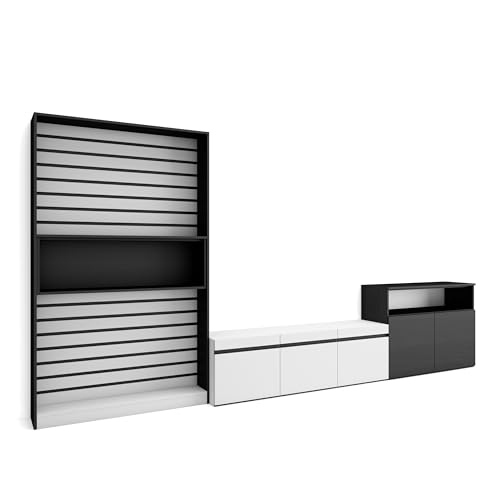 Skraut Home | Wohnwand Wohnzimmer | Wohnzimmermöbel, Möbelset | 360x186x35cm | Für TV-Geräte bis zu 65" | Wohnzimmer Möbel | Moderner Stil | Weiß und Schwarz Skraut Home | Wohnwand Wohnzimmer | Wohnzimmermöbel, Möbelset | 360x186x35cm | Für TV-Geräte bis zu 65" | Wohnzimmer Möbel | Moderner Stil | Weiß und Schwarz von Skraut Home