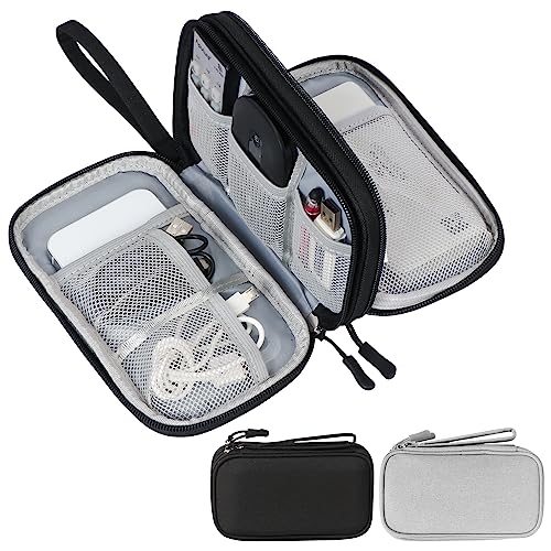 Skycase 2 Stück kabeltasche, kabel organizer tasche, kabeltasche organizer, kabel organizer tasche klein für Elektronische Accessoires USB Power bank Ladekabel, 8.3"x5"x2.6" (Schwarz+Grau) von Skycase