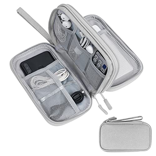 Skycase Kabeltasche,Elektronische Tasche,Elektronikzubehör Organizer,Tragbare Kabelorganizer,Doppelte Kabel Tasche für Elektronische Accessoires USB Powerbank SD-Karte Ladekabel,Grau von Skycase