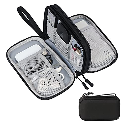 Skycase Kabeltasche,Elektronikzubehör Organizer,Tragbare Kabelorganizer,Doppelte Kabel Tasche für Elektronische Accessoires USB Powerbank SD-Karte Ladekabel,7.5"x4.3"x2.2",Schwarz von Skycase