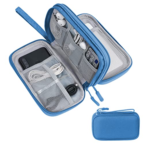 Skycase Kabeltasche,kabel organizer tasche,Elektronikzubehör Organizer,Tragbare Kabelorganizer,Doppelte Kabel Tasche für Elektronische Accessoires USB Powerbank SD-Karte Ladekabel,Blau von Skycase