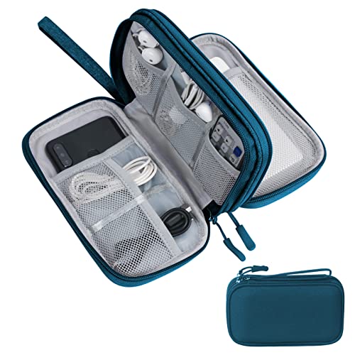 Skycase Kabeltasche,kabel organizer tasche,Elektronikzubehör Organizer,Tragbare Kabelorganizer,Doppelte Kabel Tasche für Elektronische Accessoires USB Powerbank SD-Karte Ladekabel,Grün von Skycase