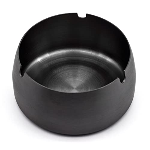 Skyzone Aschenbecher aus Edelstahl, Tischplatten-Aschenbecher, runder schwarzer Zigaretten-Aschenbecher für den Außenbereich, Zuhause, Büro, Hotel, Restaurant, Party, Bar (10 cm Durchmesser) von Skyzone