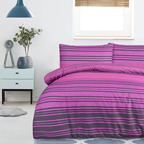 Sleepdown Textured Stripe Purple Double, Baumwolle, Violett, Doppelbett von Sleepdown