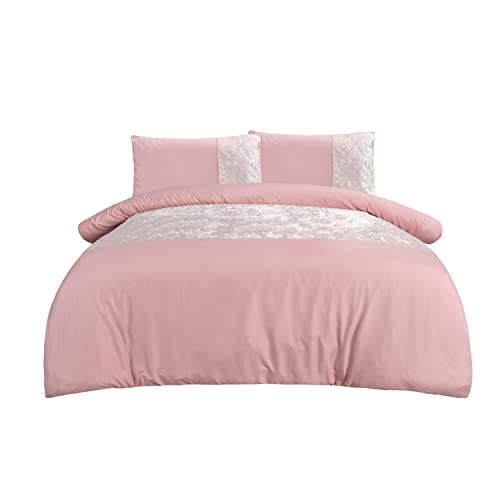 Sleepdown Bettwäsche-Set mit Kissenbezügen, 260 x 230 cm, Samt, Rosa von Sleepdown