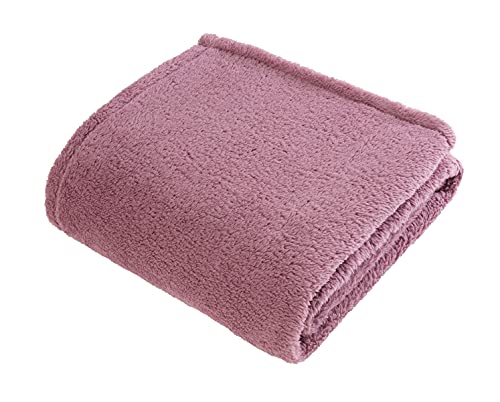 Sleepdown Superweicher Überwurf Tagesdecke/Bettüberwurf aus weichem Teddy-Fleece, 125 x 150 cm, Mauve Lila, Polyester von Sleepdown