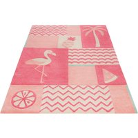 SMART KIDS Kinderteppich "Fruity Flamingo", rechteckig, Flamingos Palmen, Konturenschnitt von Smart Kids