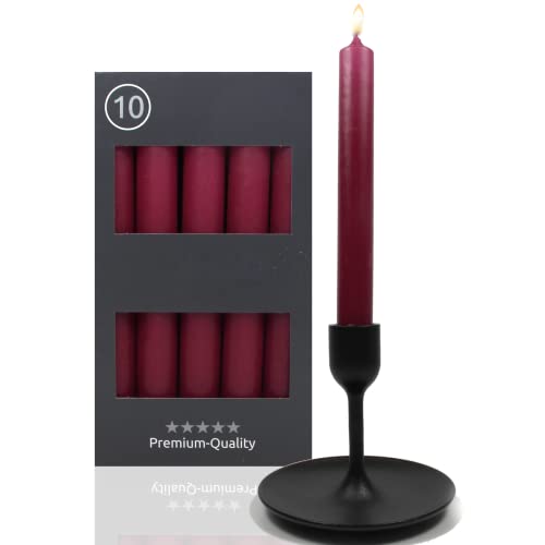 Candelo 10er Set Tafelkerzen - Kerze Weinrot - 18,5cm 7,5 Std Brenndauer - Spitzkerzen für Kerzenständer und Kronleuchter - Leuchterkerzen Stabkerzen von Smart-Planet