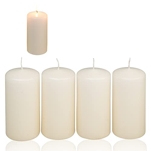 Smart-Planet 4er Set Kerzen Weihnachten Ambiente Stumpenkerzen - Creme – 4,8cm x 8cm - Weihnachtskerzen Adventskranz - Advent Kerze Weihnachtsdekoration von Candelo