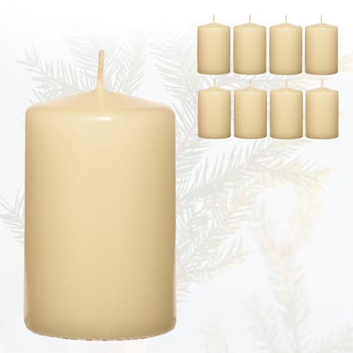 Candelo 8er Set Kerzen Weihnachten Ambiente Stumpenkerzen - Creme - 4,8cm x 8cm - Weihnachtskerzen Adventskranz - Advent Kerze Weihnachtsdekoration von Candelo