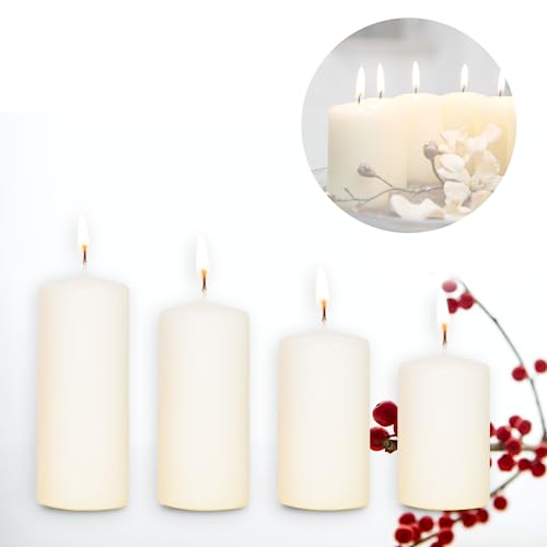 Smart-Planet 4er Set Kerzen Weihnachten Ambiente Stumpenkerzen - Creme - 7,5/9/10,5/12cm - Weihnachtskerzen für Adventskranz - Kerze Weihnachtsdekoration von Smart-Planet