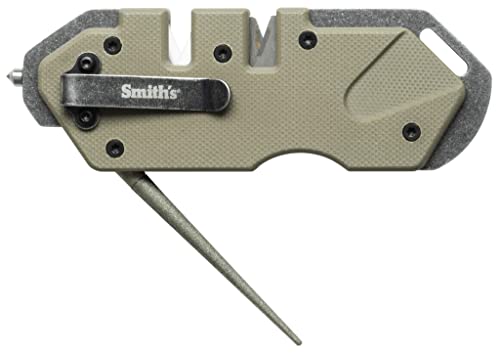 Smith's 50980 Pocket Pal Taktischer Messerschärfer – Desert Tan – 2-stufiger Schärfer & Diamant-Schärfer – Taschenclip – Jagdmesser und Hakenschärfer – kompakt und leicht von Smith's