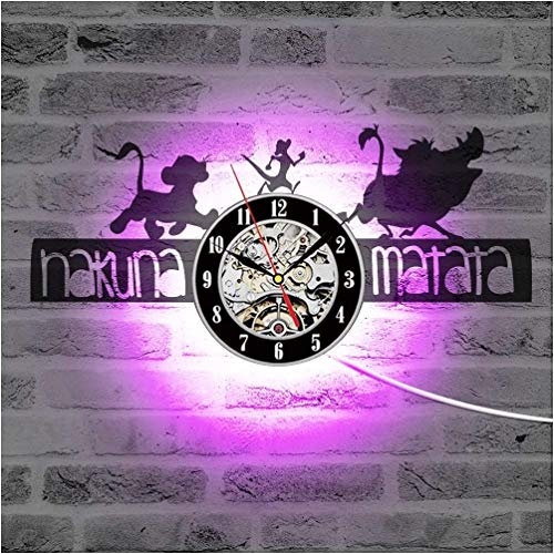 Smotly Vinyl Record Wanduhr, Lion King LED Wanduhr, handgemachte kreative Kunst-Dekoration-Nachtlicht, Hauptwand, with Light Smotly Vinyl Record Wanduhr, Lion King LED Wanduhr, handgemachte kreative Kunst-Dekoration-Nachtlicht, Hauptwand, with Light von Smotly
