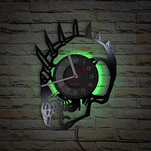 Smotly Vinyl Wanduhr Totenkopf Muster Form Digital mit LED Nachtlicht Funktion - Geschenk für Wanddekoration Smotly Vinyl Wanduhr Totenkopf Muster Form Digital mit LED Nachtlicht Funktion - Geschenk für Wanddekoration von Smotly