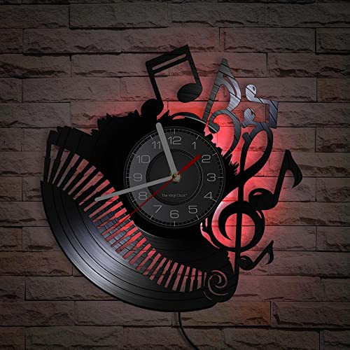 Smotly Vinyl-Wanduhr mit LED-Nachtlicht – Musikorgel-Motiv-Themenuhr für Zuhause, Geschenke für Musikliebhaber Smotly Vinyl-Wanduhr mit LED-Nachtlicht – Musikorgel-Motiv-Themenuhr für Zuhause, Geschenke für Musikliebhaber von Smotly