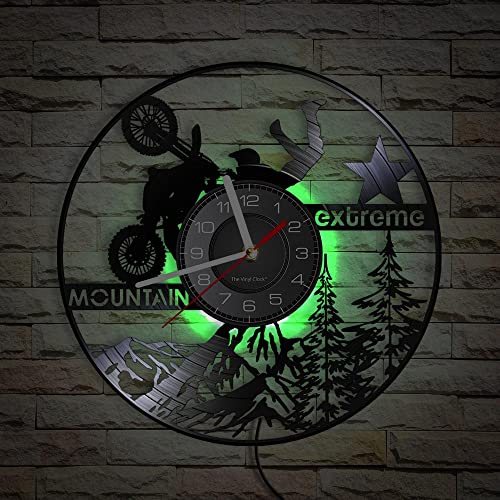 Smotly Vinyl Wanduhr mit Nachtlicht Atmosphäre Uhr, Schneeberg Offroad Motorrad Design, verkörpert Geschwindigkeit und Leidenschaft dekorative Wanduhr Smotly Vinyl Wanduhr mit Nachtlicht Atmosphäre Uhr, Schneeberg Offroad Motorrad Design, verkörpert Geschwindigkeit und Leidenschaft dekorative Wanduhr von Smotly