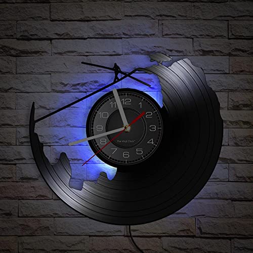 Smotly Vinyl-Wanduhr, Wanduhr, Stahldraht, Wanduhr, mit LED-Nachtlicht, Aktivitäts-Wanduhr, Geschenk mit Licht/Geschenk: Haken + Geschenktasche) Smotly Vinyl-Wanduhr, Wanduhr, Stahldraht, Wanduhr, mit LED-Nachtlicht, Aktivitäts-Wanduhr, Geschenk mit Licht/Geschenk: Haken + Geschenktasche) von Smotly