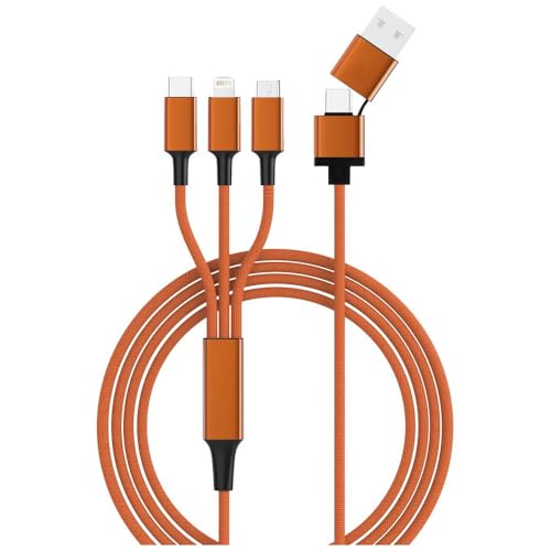 Smrter Nylon Hydra Ultra 5 in 1 USB-Ladekabel USB-A Stecker, USB-C Stecker, USB-Micro-B Stecker, Lightning Stecker, OTG, 1,20m, orange von Smrter