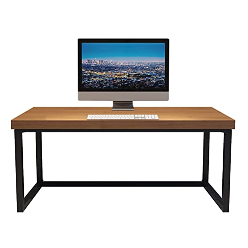 Computertisch, Computertisch aus Massivholz für das Homeoffice, langer, robuster Tisch aus natürlichem Kiefernholz mit hohen, tragenden Metallbeinen, Breite 1,2–3 m (Größe: 200 x 80 x 75 cm) (120 x 6 von SnamicE