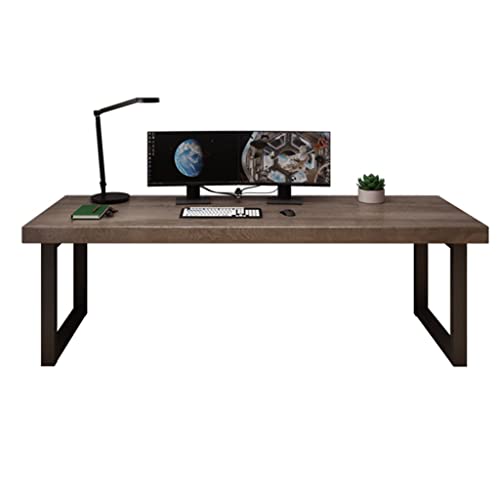SnamicE Bürotisch, Home-Office-Computertisch aus Massivholz mit stabilen Metallbeinen, 5 cm Dicker Konferenztisch aus Kiefernholz, 1,2 – 2,8 m Lange Werkbank (Dicke 5 cm, 140 x 60 x 75 cm) von SnamicE