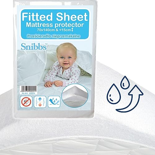 Snibbs wasserdichtes Spannbetttuch mit Eckgurten, wasserdichte Matratzenauflage fürs Babybett, Matratzenschoner 70x140 Baby wasserdicht, Nässeschutz 70 * 140 mit atmungsaktiver TPU-Membran von Snibbs