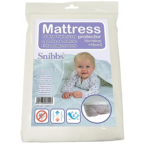 Snibbs wasserdichtes Spannbetttuch mit Eckgurten, wasserdichte Matratzenauflage fürs Babybett, Matratzenschoner 70x140 Baby wasserdicht, Nässeschutz 70 * 140 mit atmungsaktiver TPU-Membran von Snibbs