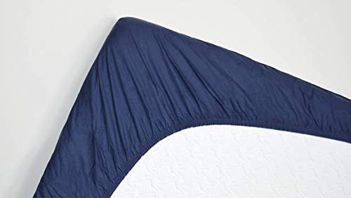 Snoozing - Perkal-Baumwolle - Topper - Spannbettlaken - 160x220 cm - Navy von Snoozing