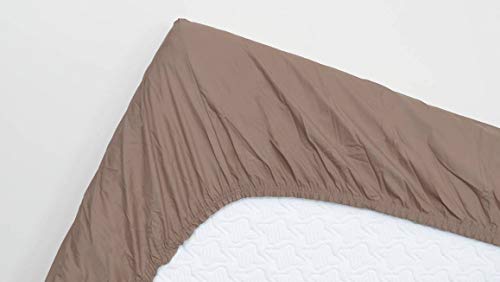 Snoozing - Perkal-Baumwolle - Topper - Spannbettlaken - 200x200 cm - Taupe von Snoozing