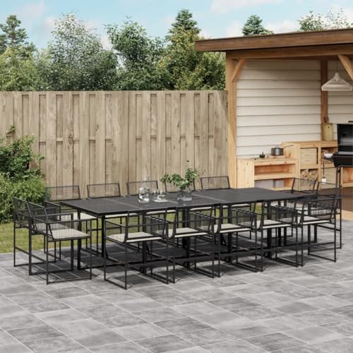 Snsowed 15-TLG. Garten-Essgruppe mit Kissen Schwarz Poly Rattan, Esstisch Mit Stühlen Set, Gartenmöbel Sitzgruppe, Balkon Möbel, Gartenlounge Set, Terrassenmöbel, Balkonmöbel Set - 3295016 Snsowed 15-TLG. Garten-Essgruppe mit Kissen Schwarz Poly Rattan, Esstisch Mit Stühlen Set, Gartenmöbel Sitzgruppe, Balkon Möbel, Gartenlounge Set, Terrassenmöbel, Balkonmöbel Set - 3295016 von Snsowed