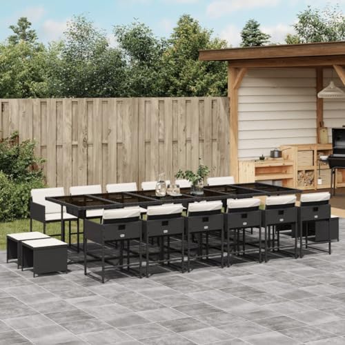 Snsowed 17-TLG. Garten-Essgruppe mit Kissen Schwarz Poly Rattan, Esstisch Mit Stühlen Set, Gartenmöbel Sitzgruppe, Balkon Möbel, Gartenlounge Set, Terrassenmöbel, Balkonmöbel Set - 3278129 Snsowed 17-TLG. Garten-Essgruppe mit Kissen Schwarz Poly Rattan, Esstisch Mit Stühlen Set, Gartenmöbel Sitzgruppe, Balkon Möbel, Gartenlounge Set, Terrassenmöbel, Balkonmöbel Set - 3278129 von Snsowed