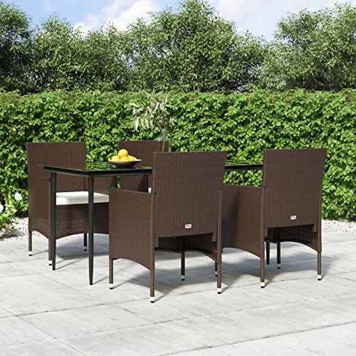 Snsowed 5-TLG. Garten-Essgruppe mit Kissen Braun und Schwarz, Esstisch Mit Stühlen Set, Gartenmöbel Sitzgruppe, Balkon Möbel, Gartenlounge Set, Terrassenmöbel, Balkonmöbel Set - 3156628 Snsowed 5-TLG. Garten-Essgruppe mit Kissen Braun und Schwarz, Esstisch Mit Stühlen Set, Gartenmöbel Sitzgruppe, Balkon Möbel, Gartenlounge Set, Terrassenmöbel, Balkonmöbel Set - 3156628 von Snsowed