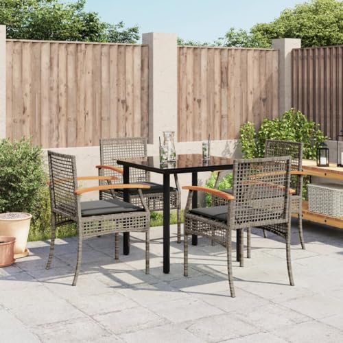 Snsowed 5-TLG. Garten-Essgruppe mit Kissen Grau Poly Rattan, Esstisch Mit Stühlen Set, Gartenmöbel Sitzgruppe, Balkon Möbel, Gartenlounge Set, Terrassenmöbel, Balkonmöbel Set - 3213618 Snsowed 5-TLG. Garten-Essgruppe mit Kissen Grau Poly Rattan, Esstisch Mit Stühlen Set, Gartenmöbel Sitzgruppe, Balkon Möbel, Gartenlounge Set, Terrassenmöbel, Balkonmöbel Set - 3213618 von Snsowed