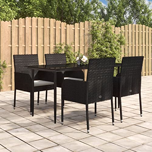 Snsowed 5-TLG. Garten-Essgruppe mit Kissen Schwarz Poly Rattan, Esstisch Mit Stühlen Set, Gartenmöbel Sitzgruppe, Balkon Möbel, Gartenlounge Set, Terrassenmöbel, Balkonmöbel Set - 3185145 Snsowed 5-TLG. Garten-Essgruppe mit Kissen Schwarz Poly Rattan, Esstisch Mit Stühlen Set, Gartenmöbel Sitzgruppe, Balkon Möbel, Gartenlounge Set, Terrassenmöbel, Balkonmöbel Set - 3185145 von Snsowed