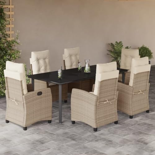 Snsowed 7-TLG. Garten-Essgruppe mit Kissen Beige Poly Rattan, Esstisch Mit Stühlen Set, Gartenmöbel Sitzgruppe, Balkon Möbel, Gartenlounge Set, Terrassenmöbel, Balkonmöbel Set - 3212819 Snsowed 7-TLG. Garten-Essgruppe mit Kissen Beige Poly Rattan, Esstisch Mit Stühlen Set, Gartenmöbel Sitzgruppe, Balkon Möbel, Gartenlounge Set, Terrassenmöbel, Balkonmöbel Set - 3212819 von Snsowed