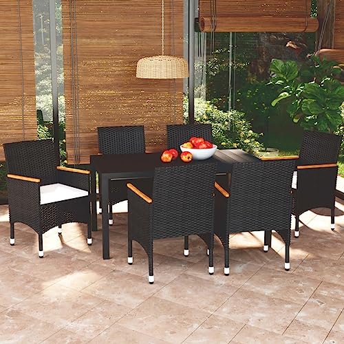 Snsowed 7-TLG. Garten-Essgruppe mit Kissen Poly Rattan Schwarz, Esstisch Mit Stühlen Set, Gartenmöbel Sitzgruppe, Balkon Möbel, Gartenlounge Set, Terrassenmöbel, Balkonmöbel Set - 3095018 Snsowed 7-TLG. Garten-Essgruppe mit Kissen Poly Rattan Schwarz, Esstisch Mit Stühlen Set, Gartenmöbel Sitzgruppe, Balkon Möbel, Gartenlounge Set, Terrassenmöbel, Balkonmöbel Set - 3095018 von Snsowed