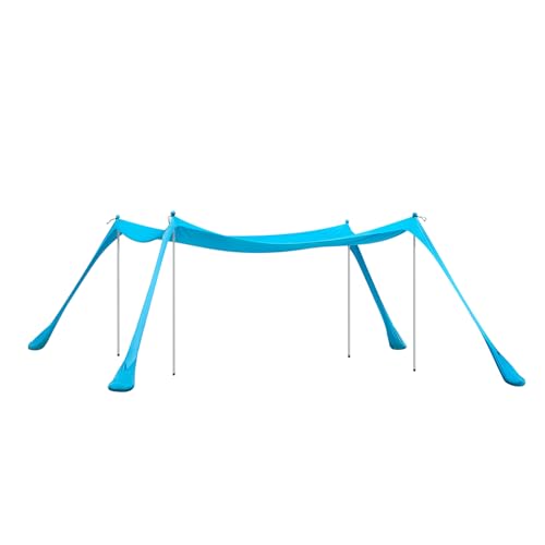 SoBuy Lycra Strandzelt Sonnensegel Strandmuschel Tragbarer Strandzelt mit Alu-Stangen Sonnenschutz einfacher Aufbau für Strand Hellblau BHT ca. 400x400x200cm OZT02-HB von SoBuy