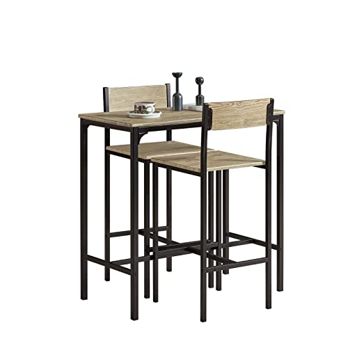 SoBuy OGT03 Bartisch Set 3-teilig Bistrotisch Balkonmöbel Bistromöbel Esstisch von SoBuy