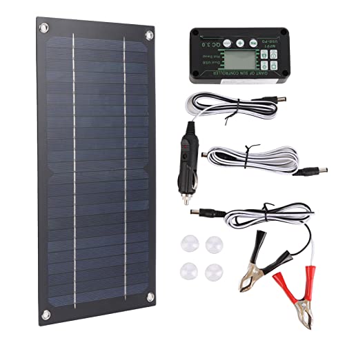 Solarpanel-Kit, 600 W Solarpanel-Ladegerät, Monokristallines Silizium, 100 A, Laderegler, Solarpanel-Kit mit Verlängerungskabel, Batterieclip für Wohnmobil-Outdoor-Camping von Socobeta