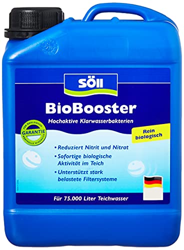Söll 81430 BioBooster Teichbakterien für klares Wasser rein biologisch 2,5 l - hochaktive Klarwasserbakterien reduzieren Nitrit Nitrat im Gartenteich Fischteich Schwimmteich Koiteich von Söll