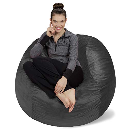 Sofa Sack XL-Das Neue Komforterlebnis -Sitzsack mit Memory Schaumstoff Füllung-Ideal zum Relaxen im Wohnzimmer oder Kinderzimmer-Samtig weicher Velour Bezug in Stahlgrau von Sofa Sack